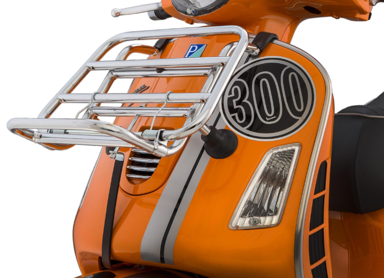 Luggage rack front for Vespa GTS/GTS Super/GTV/GT 60/GT/GT L 125-300ccm, foldable, chrome