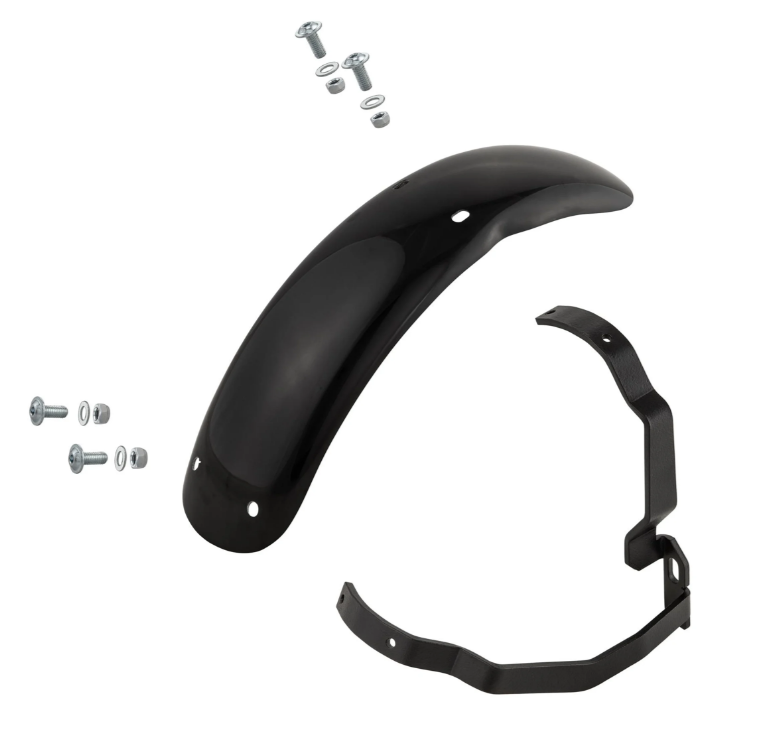 Mudguard 2.0 Garelli Race EVO II for Vespa PX 80-200ccm, GRP black, bracket black