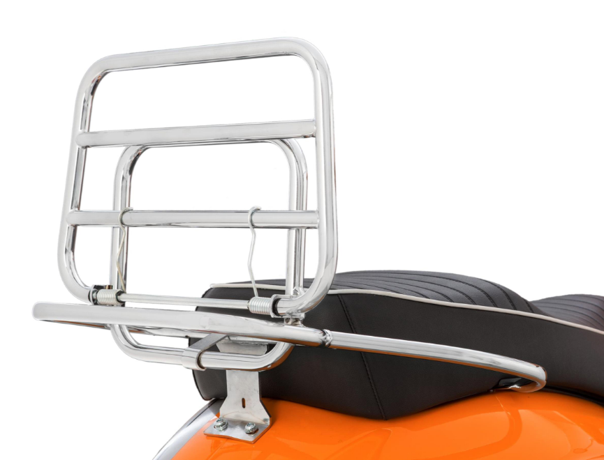 Rear rack for Vespa GTS /GTS Super /GTV /GT 60, 125-300ccm, foldable, chrome