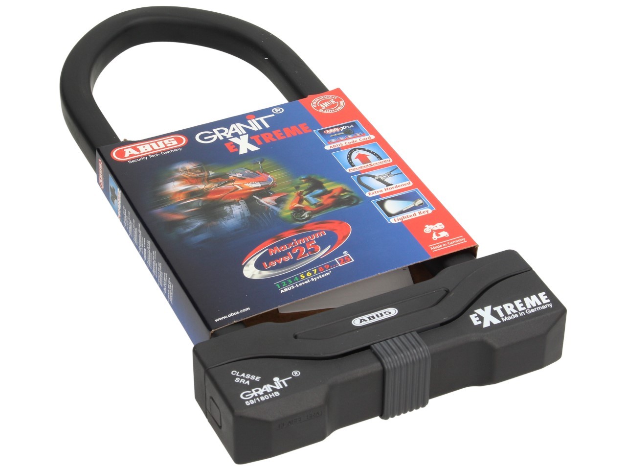ABUS U-lock 310x111 Granit Extreme Plus 59 for Motorcycle, Scooter & Vespa