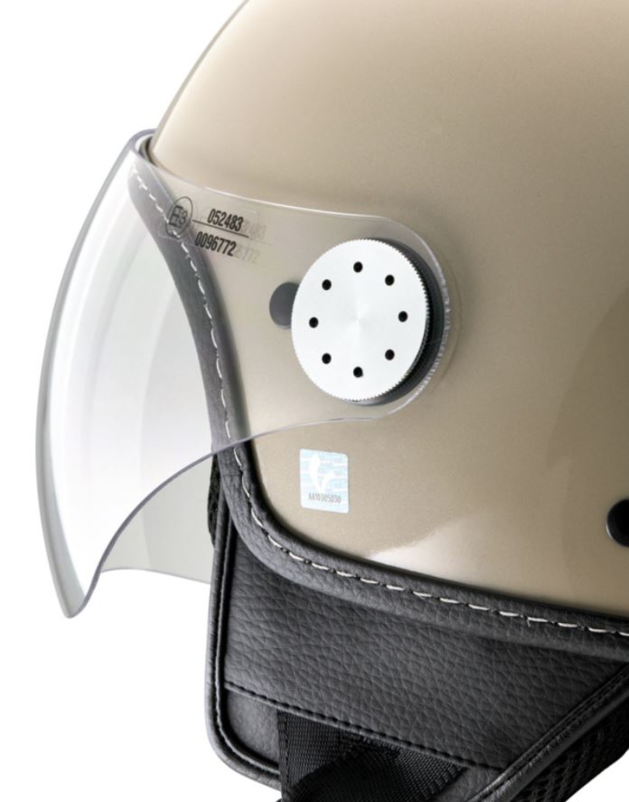 Vespa Open-Face Helmet, Vespa Long-Visor, Glossy Beige (Q01)