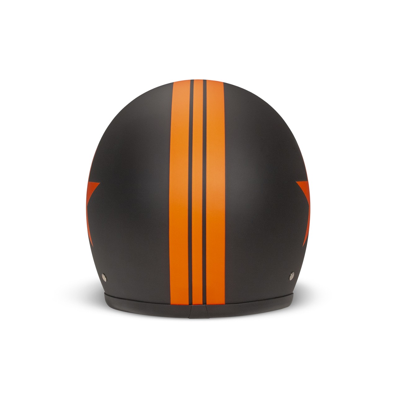DMD jet helmet Retro, black, matt, Star Orange, fiberglass, ECE 22.06