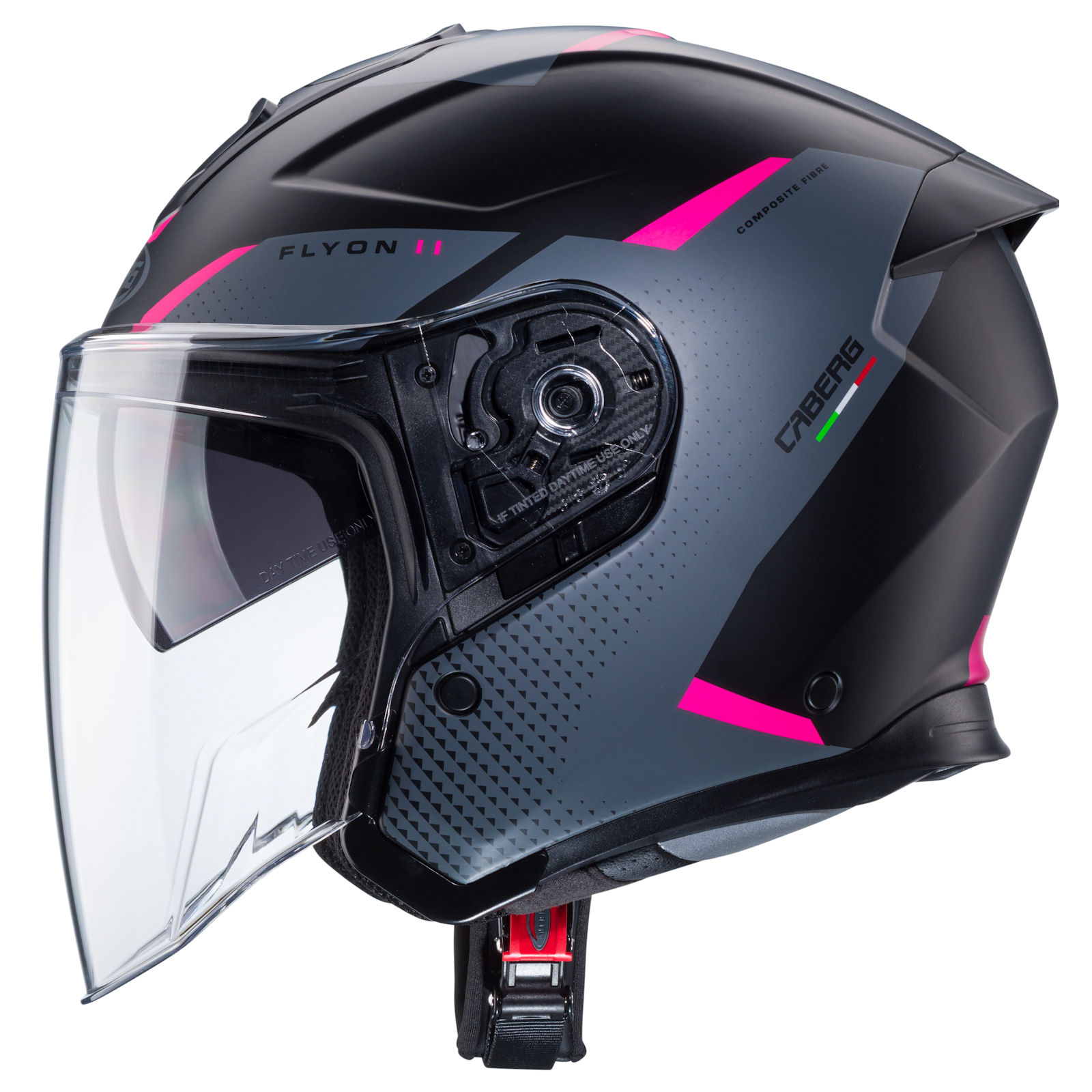 Caberg helmet Flyon II Boss matt-black/grey-fuchsia