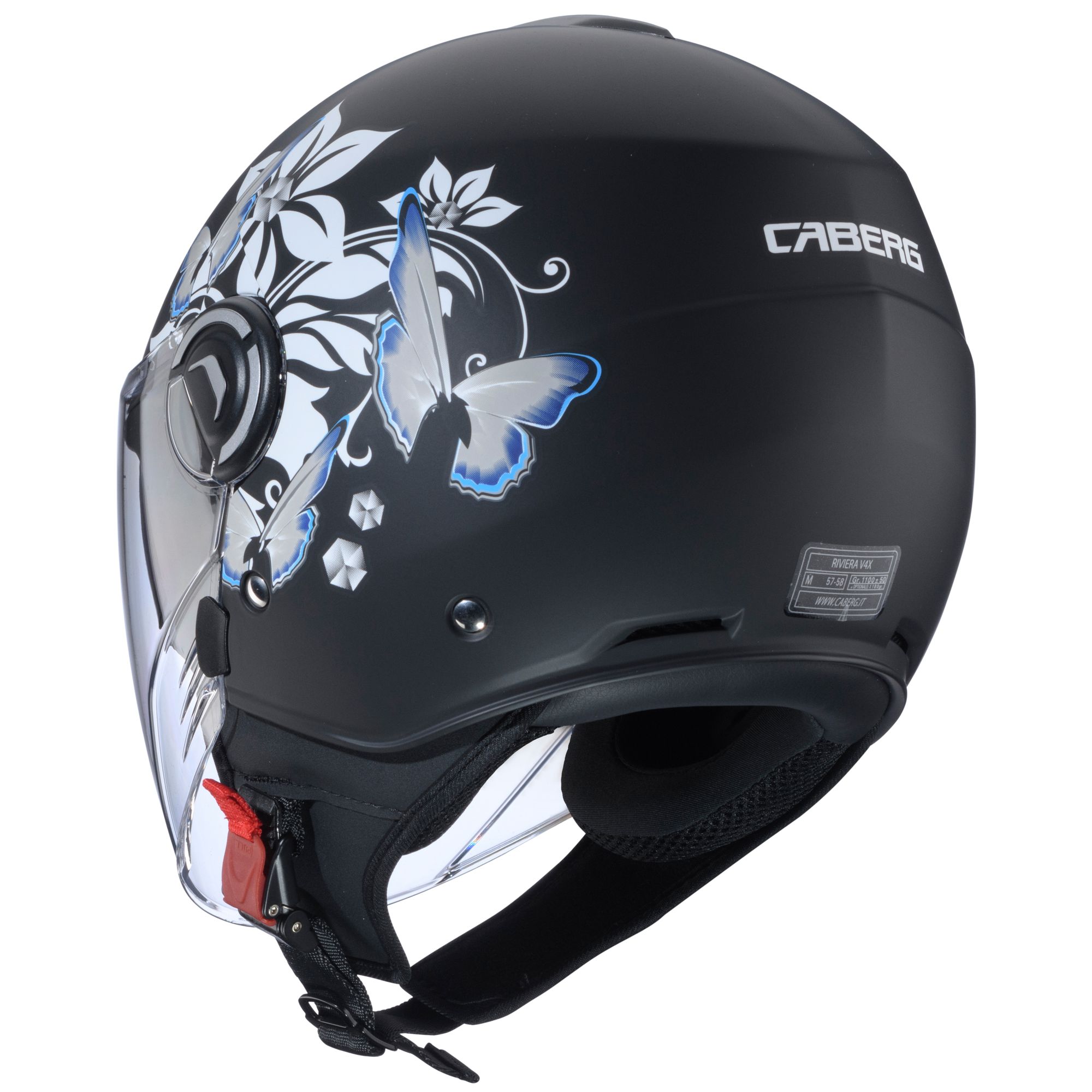 Caberg helmet Riviera V4 X Mia matt-black/white-grey-light blue