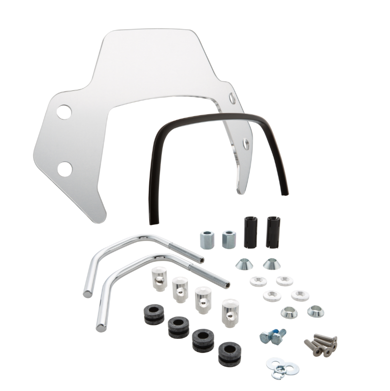 Flyscreen for Vespa Sprint 50-150cc 2T/4T, silver holder, clear