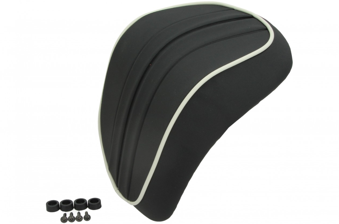 Backrest "Nabuk" Vespa Primavera / Sprint, black with white piping