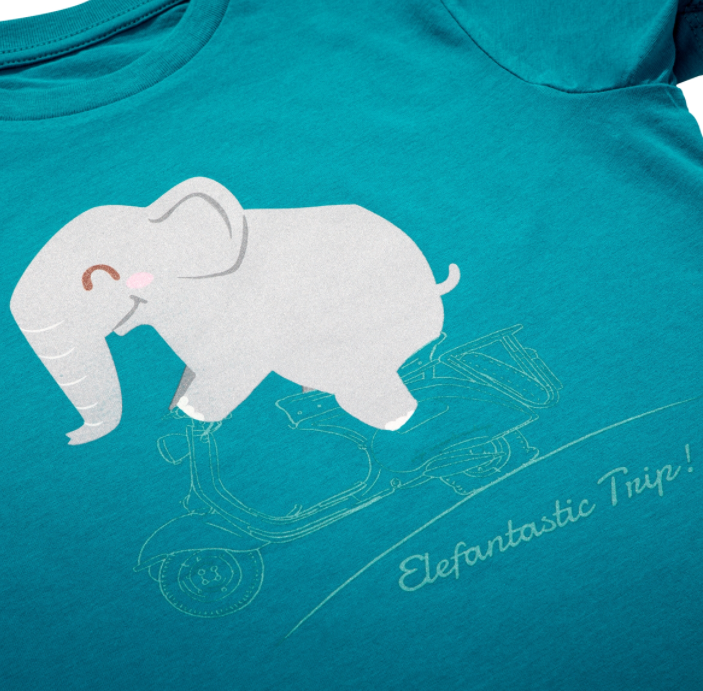Kids T-shirt "Elefantastic Trip!", turquoise