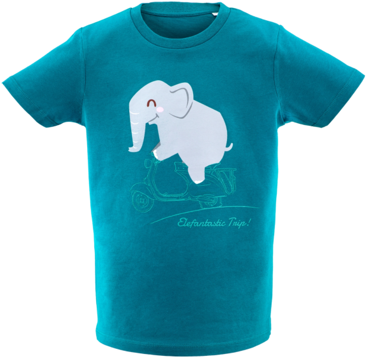 Kids T-shirt "Elefantastic Trip!", turquoise