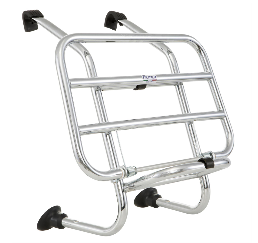 Luggage rack front for Vespa PX 80-200cc, foldable, chrome