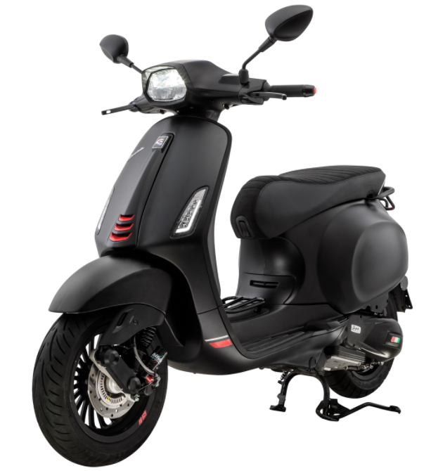 Connecting piece mono-slotted tube leg shield black matt for Vespa Primavera/Sprint 50-150cc