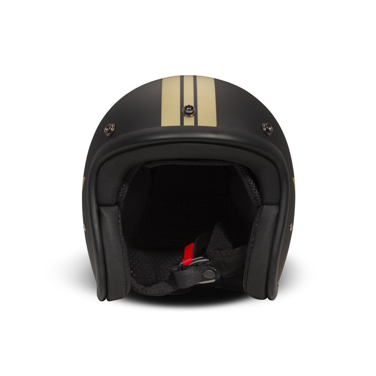 DMD jet helmet Retro, black, matt, Star Gold, fiberglass, ECE 22.06