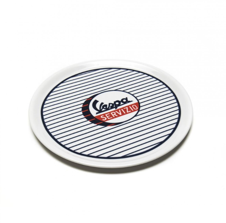 Vespa plate Servizio white blue