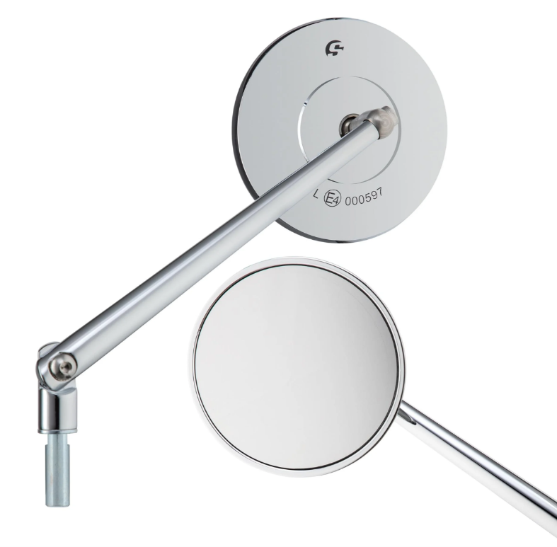 Standard mirror for Vespa, left-hand thread, chrome