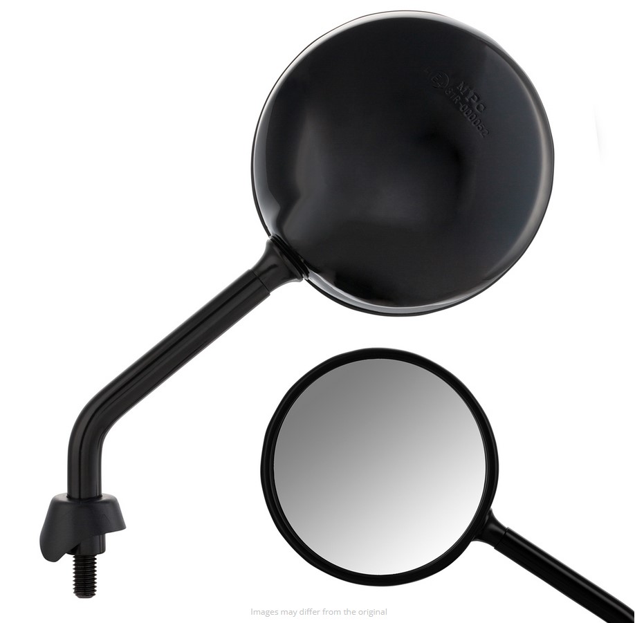 Mirror Shorty for Vespa, black glossy, right and left (pair)