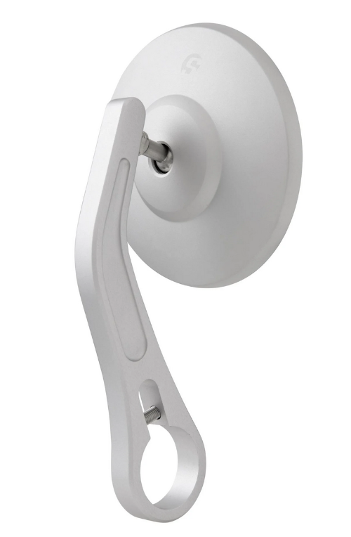 Handlebar end mirror for Vespa, left or right, round, silver matt