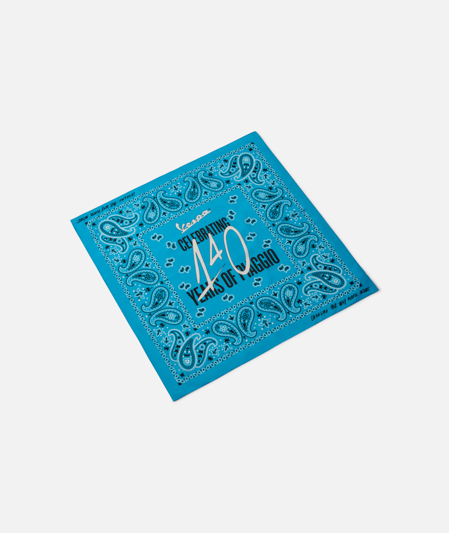 Vespa bandana "140 years Piaggio" blue white