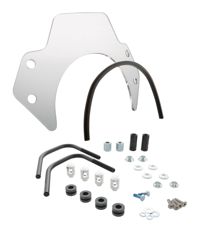 Flyscreen for Vespa Primavera/Elettrica 50-150cc 2T/4T, black holders, clear