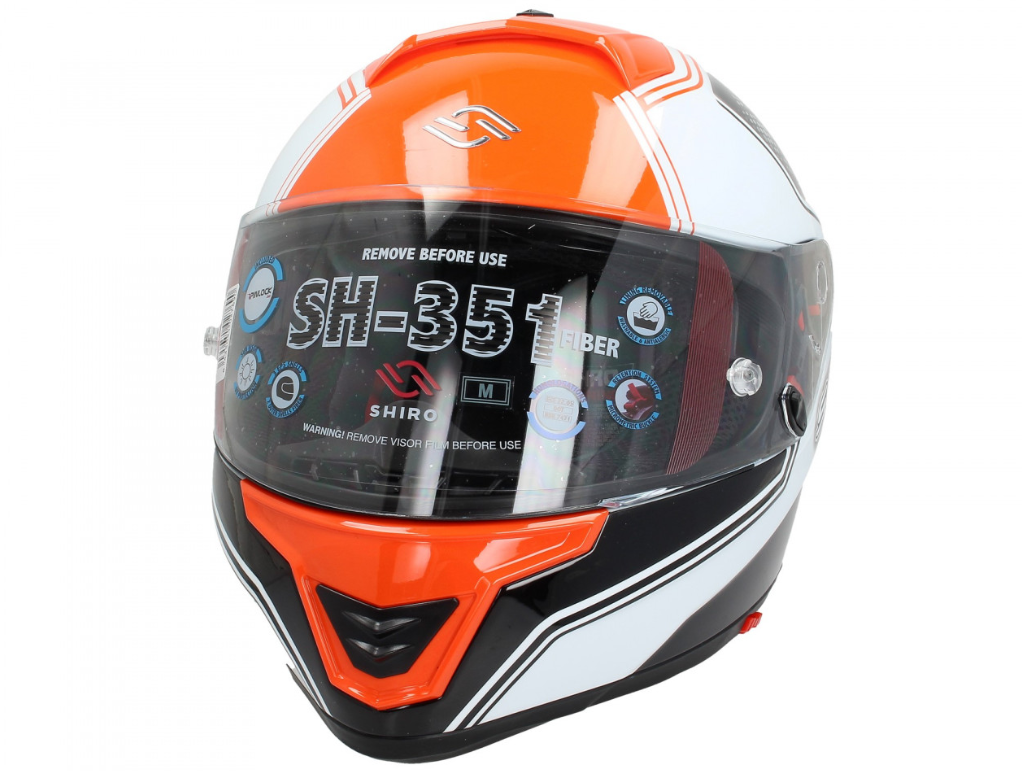Shiro full face helmet, SH351, Fiber, F4, orange