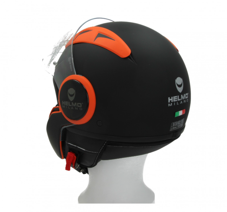 Helmo Milano Full jet helmet, FuoriRotta Premium, black, orange, matt