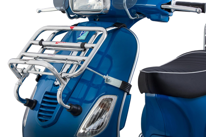 Luggage carrier front for Vespa S 50-150cc, foldable, chrome