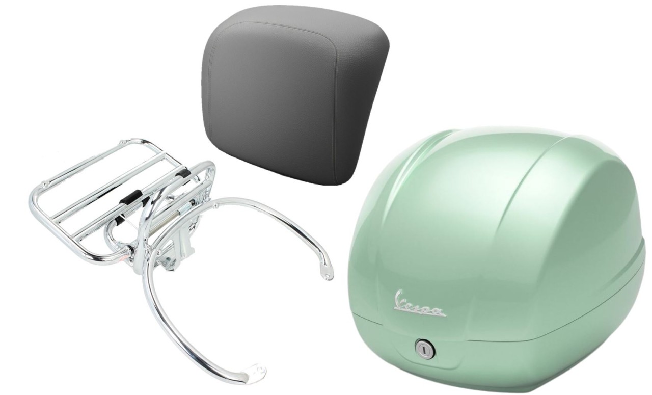 Topcase kit 36L latte menta (350/A), luggage rack chrome for Vespa GTS 125/300/310
