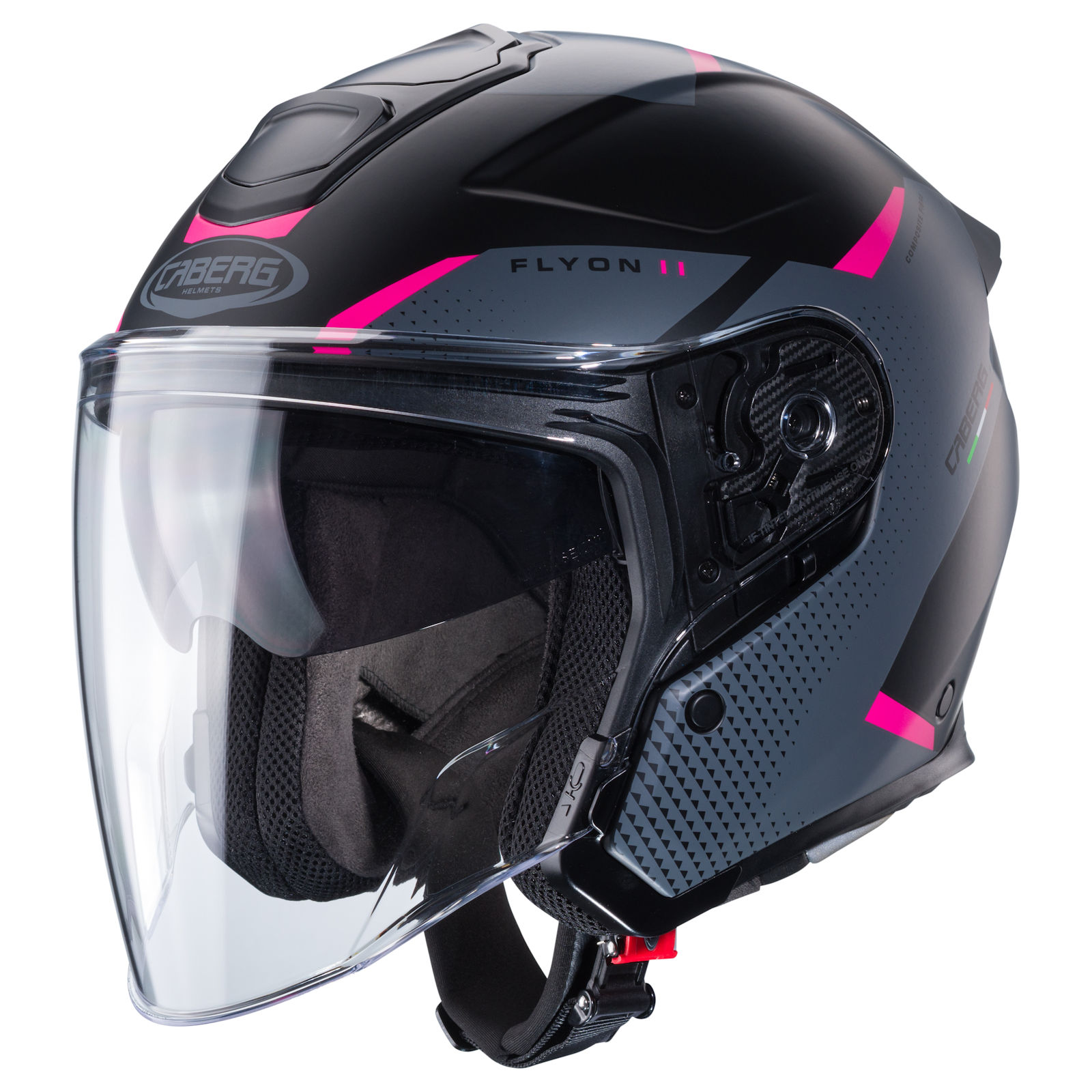 Caberg helmet Flyon II Boss matt-black/grey-fuchsia