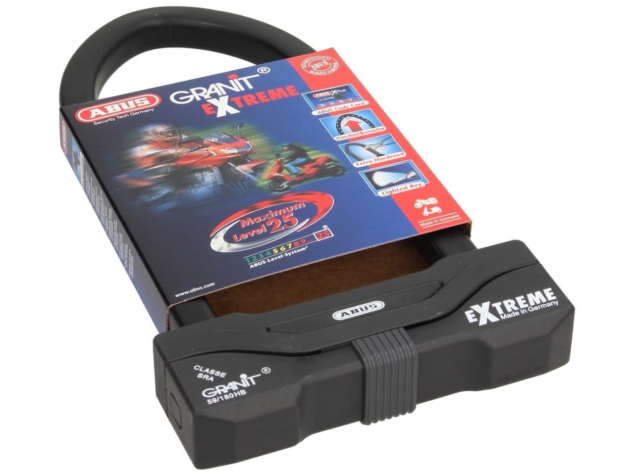 ABUS U-lock 260x111 Granit Extreme Plus 59 for Motorcycle, Scooter & Vespa