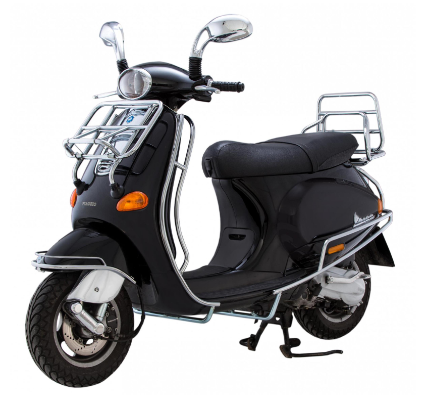 Rear luggage rack for Vespa ET2/ET4 50-150cc, foldable, chrome