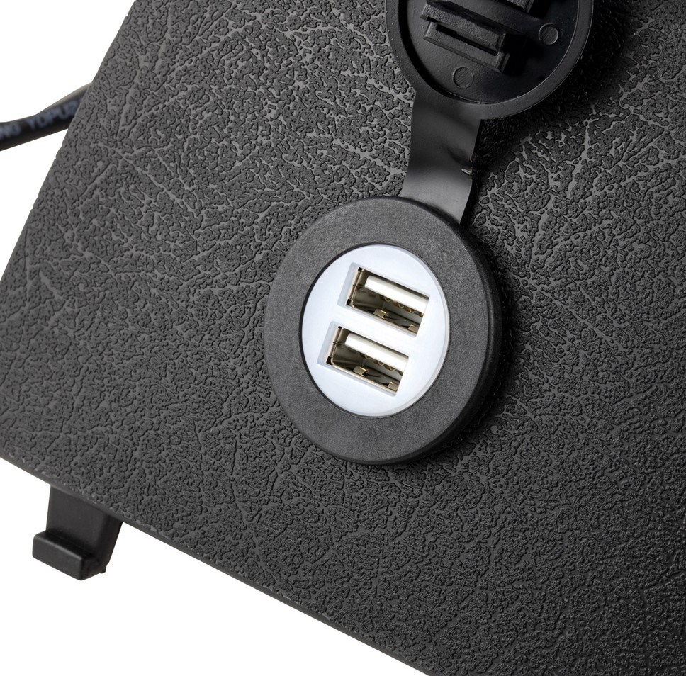 Luggage compartment cover left with USB connection for Vespa GTS/GTS Super/GTV/GT, black