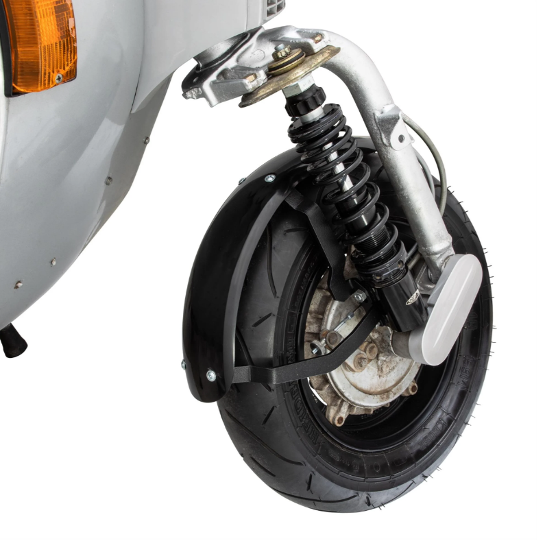 Mudguard 2.0 Garelli Race EVO II for Vespa PX 80-200ccm, GRP black, bracket black