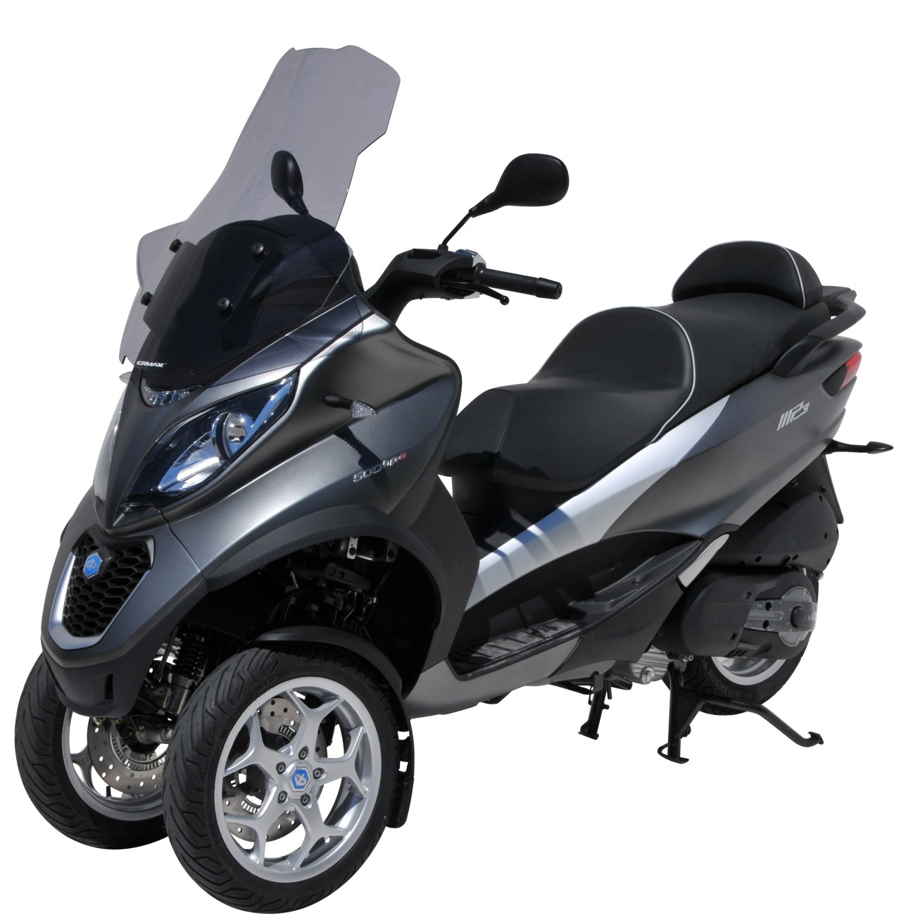 Windshield ERMAX High Protection with hand guard for Piaggio MP3 400 HPE (-22), gray
