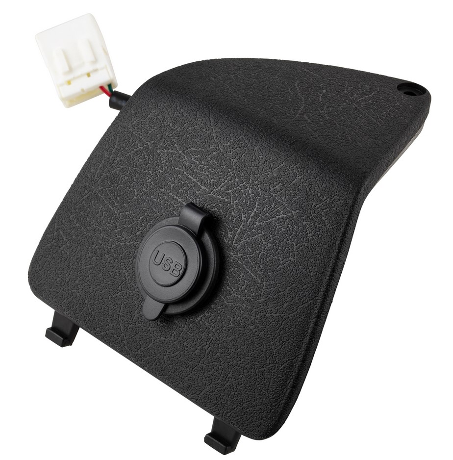 Luggage compartment cover left with USB connection for Vespa GTS/GTS Super/GTV/GT, black