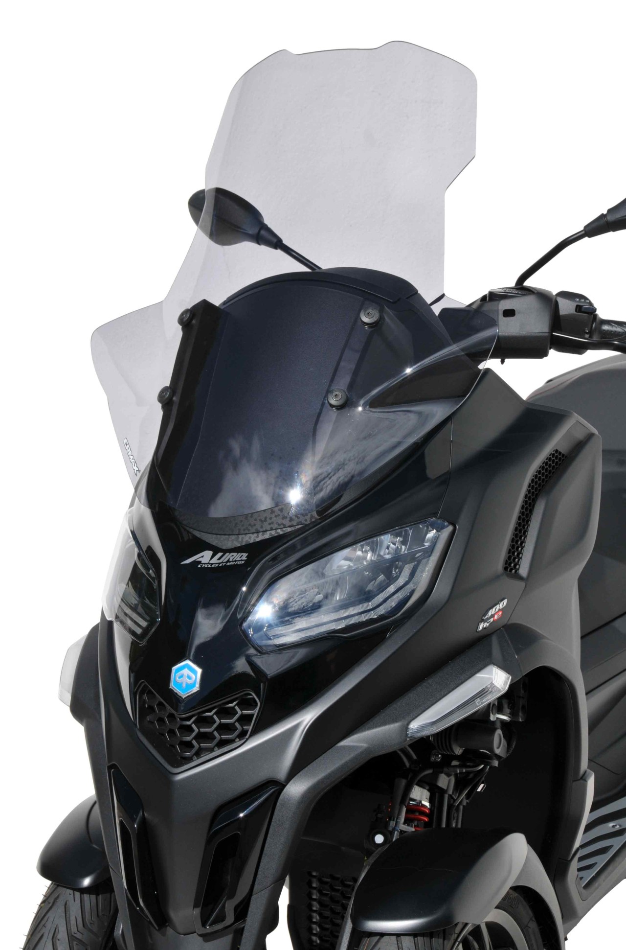 Windshield ERMAX with hand guard for Piaggio MP3 400 HPE (-22), tinted/light black