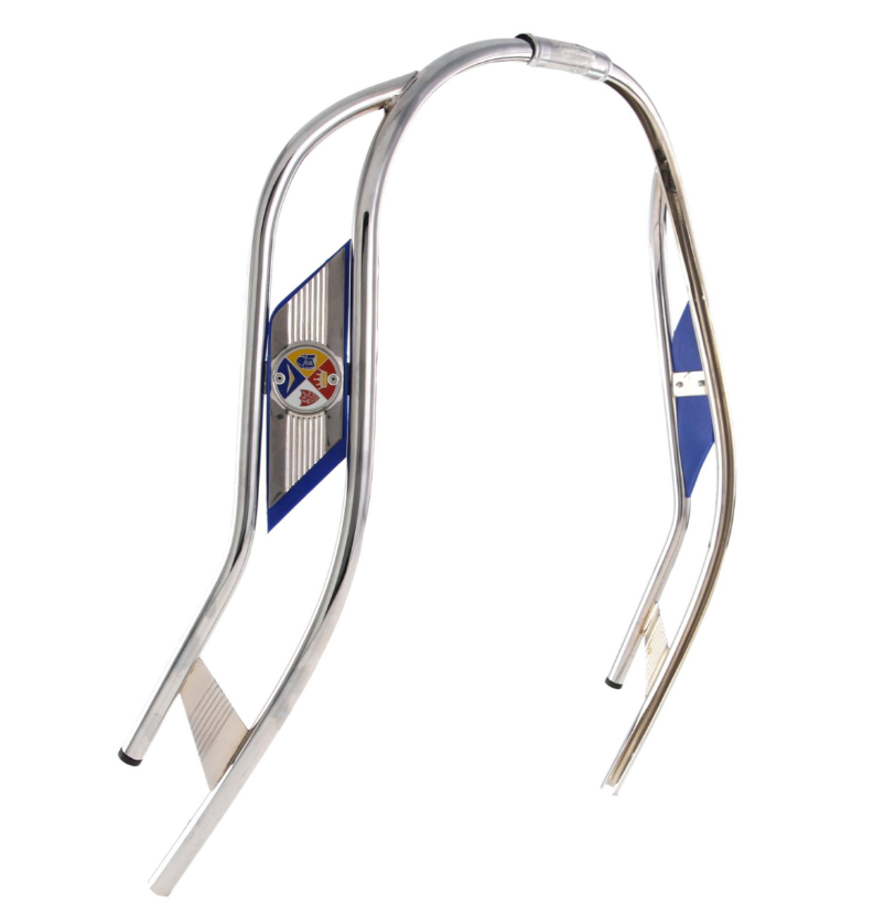 Double slotted tube leg shield for Vespa PX 80-200cc, chrome