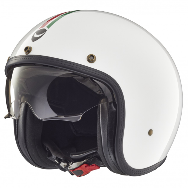 Helmo Milano jet helmet, Audace, Italy flag, white